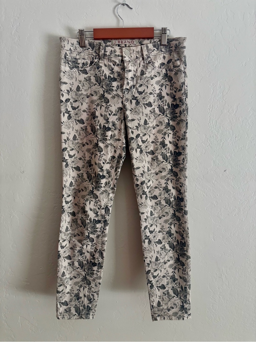 J Brand Women's Cream Floral Ankle Pants